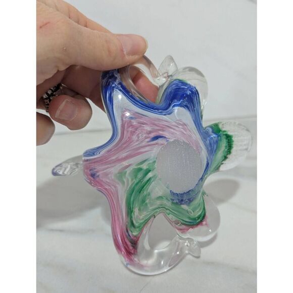 Murano Vintage Hand Blown Swan Multi Color Candy Dish Or Ash Tray - Picture 3 of 8